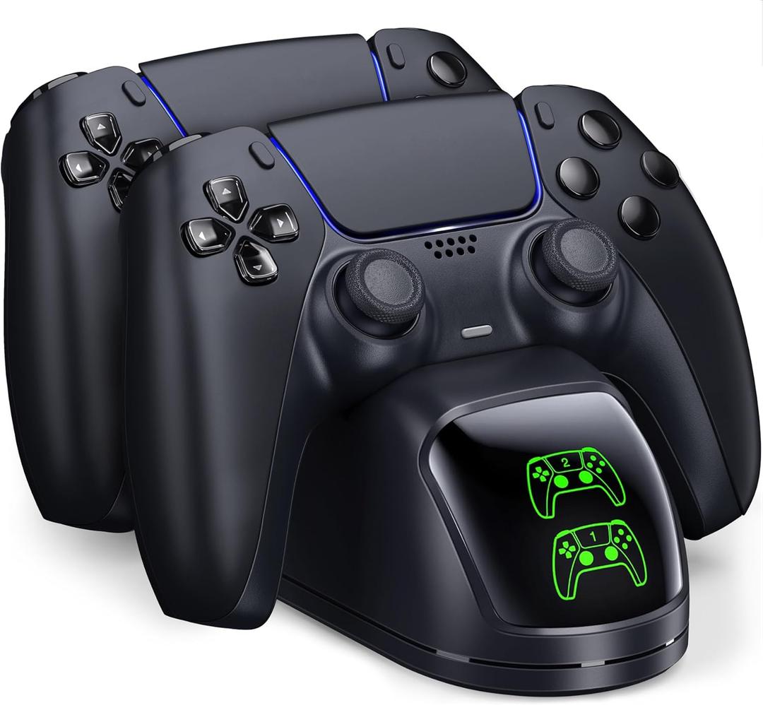 Controller Charging Station for PlayStation 5 Dualsense Controller with Dual Stand Charger Dock, Upgrade Charger for PS5 Accessories Fast Charging Cable, Charging Station Black for PS5