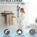 Alise Double Towel Rack for Bathroom Wall Mounted,24 Inch Bathroom Tower Holder Black Towel Rack with Double Towel Bars,SUS304 Stainless Steel Towel Bar Towel Rack with Shelf,Matte Black