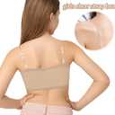 iMucci Girls Bandeau Bra Seamless Clear Strap Training Bras for Girls Sports Tube Top with Adjustable Clear Straps 7-9Y