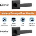 AEEKEL Matte Black Door Handle Interior Door Knob Passage Levers Set (No Lock), 6 Pack Heavy Duty Door Handle for Hall or Closet, Keyless Door Levers for Left Right Handle Doors