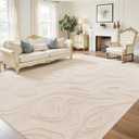 UKISS Washable Rugs 8'x10' Area Rugs for Living Room Ultra Soft Faux Rabbit Fur Embossed Rug for Bedroom, Non Slip&Non-Shedding Low Pile Large Carpets for Home Decor Beige