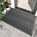 Sturdy Front Door Mat, Absorbent Dirt Resist Welcome Door Mats Outdoor Indoor, Non-Slip Outdoor Door Mats, Stain and Fade Resistant, Low Profile Doormat for Entryway, 29×17, Grey