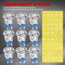 DaierTek 12V Latching Push Button Switch Marine Waterproof Round Blue LED Pushbutton Switch 19mm 12 Volt DC Ring Illuminated Metal ON Off with Label Sticker for Boat Car -6pcs