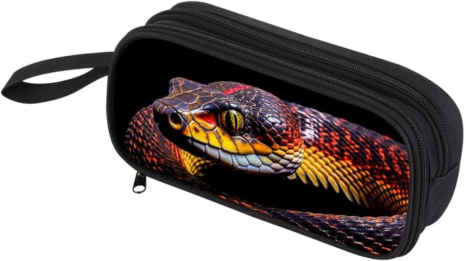 Pencil Case for Boys,Multi-Slot Large Capacity Pencil Pouch with Soft Zipper, Durable Pen Box Snake