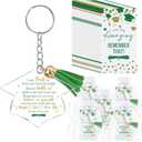 Chunful 24 Set Graduation Keychain Gift Class of 2026 Bulk Tassel Keychain Inspirational Cards Organza Bags High School University College Seniors Souvenir Graduation Party Favors for Students(Green)