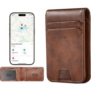 ESR Geo Wallet with Find My Functionality, RFID Blocking, Holds up to 11 Cards, Slim and Smart Wallet for Men, Replacement for AirTag Wallet Tracker(iOS Only, Not for Magsafe), Aged Leather