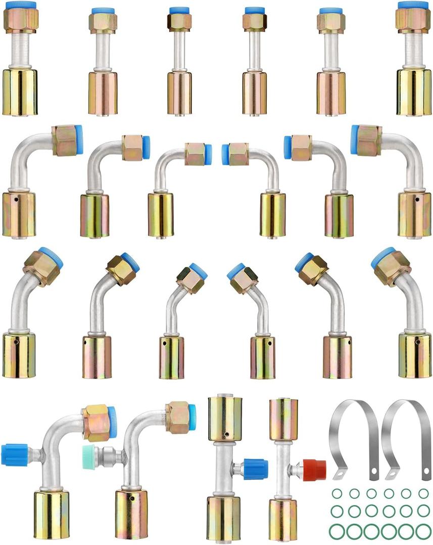 Air Conditioning AC Fitting Set Straight 90 Degree 45 Degree 42pcs, 5/8" #8, 3/4" #10, 7/8" #12