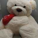 Tezituor Giant Teddy Bear Stuffed Animal 5Ft with Heart,Large Cream I Love You Bear Plush Toys for Kids Gift for Girlfriend