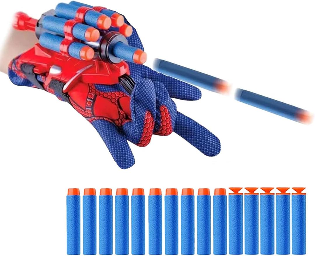 Keivon Spider Gloves Man Web Shooter for Kids, Launcher Spider Kids Plastic Cosplay Glove Hero Movie Launcher Wrist Toy Set Funny Decorate Children Funny Educational Toys (Blue)