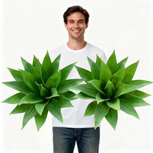 Artificial Agave Faux Agave Fake Greenery Outdoor Artificial Plants Fake Plants for Indoor Home Decor Plastic Plants Outdoor Decor Front Porch Decor Simulation Plants 22"(2Pcs Green) No Vase