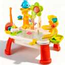 2026 Upgraded Water Table for Toddlers 3+, Water Table for Kids Ages 4-8 with Pump, Play Sink with Running Water, Kitchen Sink for Toddlers, Fishing Game and Outside Sensory Toy (RED) 1