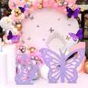 Yousoontic 2 Pcs Large Wooden Butterfly Props - 20" and 17.5" Standing Wings Cutout Backdrop Decoration for Birthday, Baby Shower, Wedding Party(White)