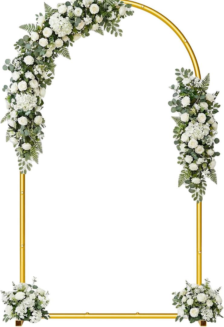 7.2FT Metal Wedding Arch Backdrop Stand,Stable Balloon Arch Frame for Wedding Ceremony Birthday Party Baby Shower Graduation Anniversary Floral Decoration,Gold