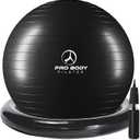 ProBody Pilates Yoga Ball Chair, Exercise Ball Chair with Base or Stand for Home Office Desk Sitting or Workout, 65cm Antiburst Balance & Stability Ball Seat, Large Gym Ball for Back, Abs (Black)
