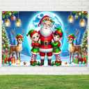 Christmas Backdrop Photography Background Santa Claus Elves Reindeer71x43 Inch Winter Wonderland Happy Holiday Family Party Birthday Glitter Merry Xmas Decoration Photo Booth Prop