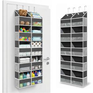 10-Pocket Over the Door Organizer with Heavy-Duty 600D Oxford Fabric, Upgraded Hooks with Silicone Protectors for Dorm, Closet Storage, Bedroom, Bathroom