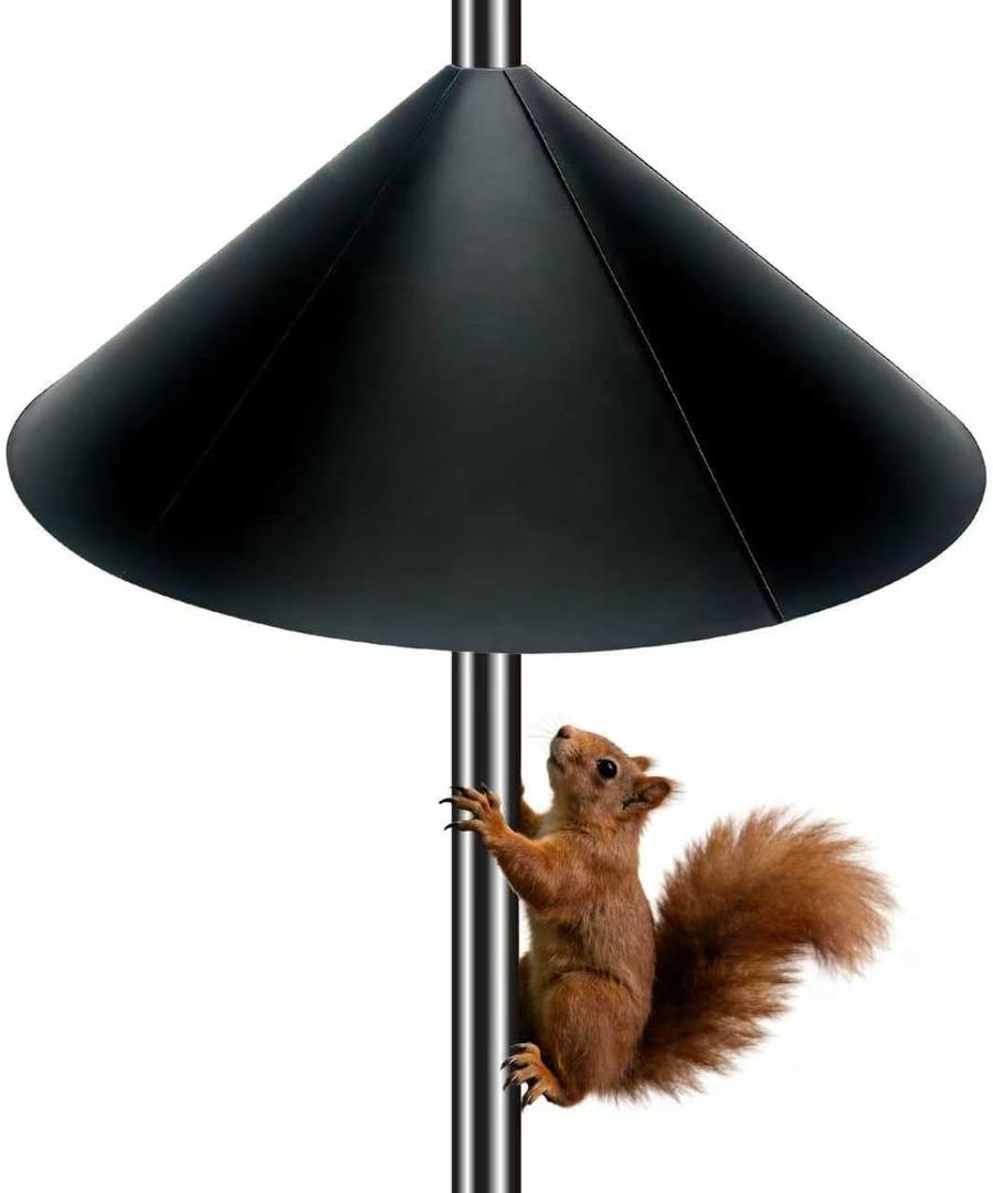 1 Pack 19 inch Squirrel Proof Baffle for Bird Feeder Pole,Shepherd's Hook Outdoor Sturdy,Squirrel Device Guard Deterrent Stop Squirrels from Climbing,Easy Install,Black