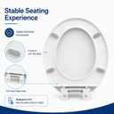 Round Toilet Seat, Quiet Slow Close, White Plastic, Comfortable Design