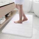 Buganda Memory Foam Bath Mat, 44" x 24", Ultra Soft and Non-Slip Bathroom Rugs, Water Absorbent and Machine Washable Bath Rug Runner for Bathroom, Shower, and Tub, White