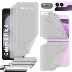 [3SET 13PCS] [Anti-Glare (matte) TPU film 3set 12pcs][1 Tempered Glass Lens protector] with Hinge Protector for Samsung Galaxy Z Flip 6 5G 2024 Scratch Resistant [Perfect Fit for foldable Screen] KIKNKILIN (The Set Is Not Full)