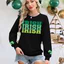 St Patricks Day Sweatshirt Women Shamrock Sweater Notre Dame Shirts Clover Top Irish Gift Long Sleeve Pullover (XXL)