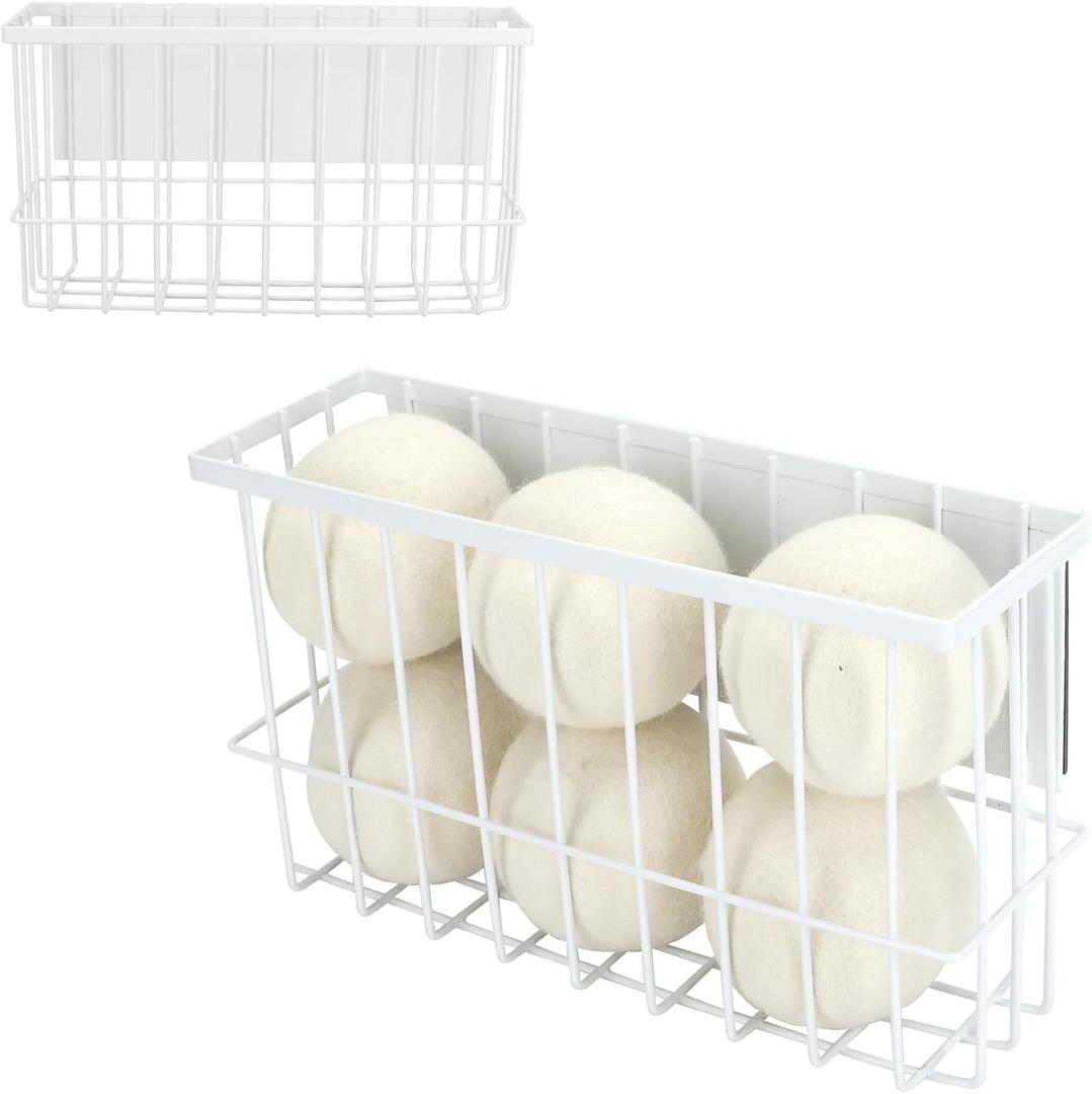 Magnetic Dryer Ball Holder for Laundry Room Organization and Storage, Magnetic Lint Bin, Iron Dryer Ball Container for Laundry Room Storage (No Balls)