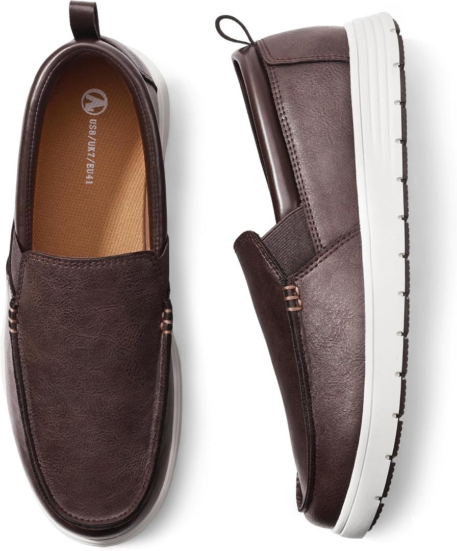 Men's Slip-On Loafers Casual Dress Shoes Lightwight Boat Shoes Slipper for Men (10.5, Brown)