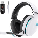 Gtheos 2.4GHz Wireless Gaming Headset for PC, PS4, PS5, Mac, Nintendo Switch, Bluetooth 5.2 Gaming Headphones with Noise Canceling Microphone, Stereo Sound, ONLY 3.5mm Wired Mode for Xbox Series-White