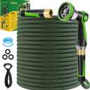 Non-Expandable Garden Hose 100 FT, Lightweight Hose with 10 Function Spray Nozzle, Kink-Free Flexible Water Hose, Durable, Leak-Proof, 360 Swivel Connectors, Portable Storage Strap