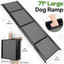 71''x 20'' Dog Ramp for Car, Pet Ramp for Large Dogs Up to 300LBS, Foldable Dog Car Ramp Stairs Steps with Waterproof & Non-Slip Rug Surface for Truck, SUV, Indoor & Outdoor(Wire Loop Fabric)