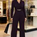 DeftSharp Women's Sexy Cocktail Party Clubwear Casual Working Rompers Long Dressy Jumpsuit (Purple, S)
