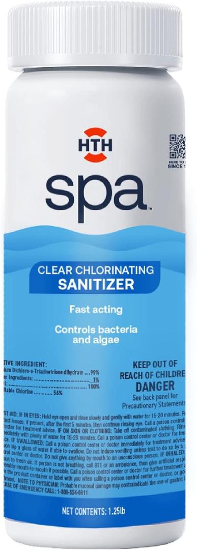 HTH Spa 86134 Clear Chlorinating Sanitizer, Spa & Hot Tub Chemical Controls Bacteria and Algae, 2.25 lbs