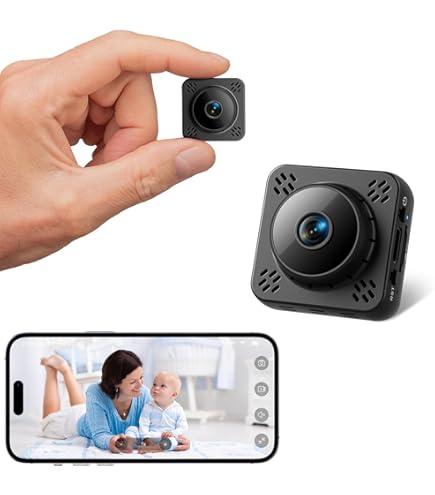 Mini Camera Surveillance Indoor Surveillance Camera with Magnet Free Cloud Storage, HD Mini Camera Live Transmission Mobile Phone WiFi, MicroSD Storage, Motion Detection & Night Vision