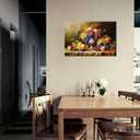 Kitchen Fruit Canvas Wall Art Vintage Still Life Painting Fruits and Grape Print Picture Rustic Farmhouse Colorful Framed Food Art for Dining Room Home Decor, 24"L x 16"W