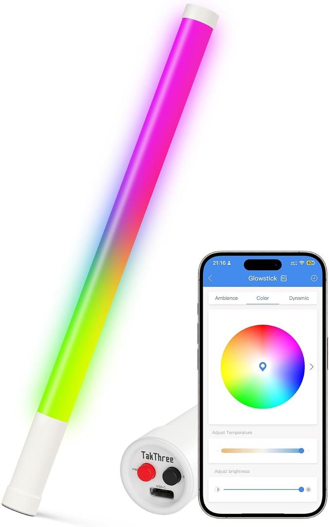 Rechargeable LED Glow Sticks, Smart App Control Music Sync Concert Light Stick, 16M Colors & 213 Modes, 1200mAh Long-Lasting Glowsticks for Parties, Festivals, Weddings & Raves