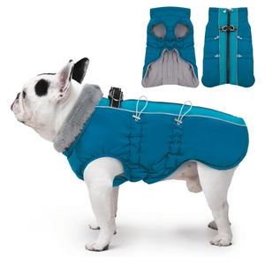 Dog Winter Jacket - Large, Warm Zip Up Snowsuit Dog Harness Vest, Reflective, Water-Resistant, Green L