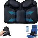 Lumbar Pillow with Air Pump, Travel Inflatable Pillow for Lumbar and Lower Back Pain Relief, Essential Lumbar Support Pillow for Airplane Travel, Car, Office Chair (Black)
