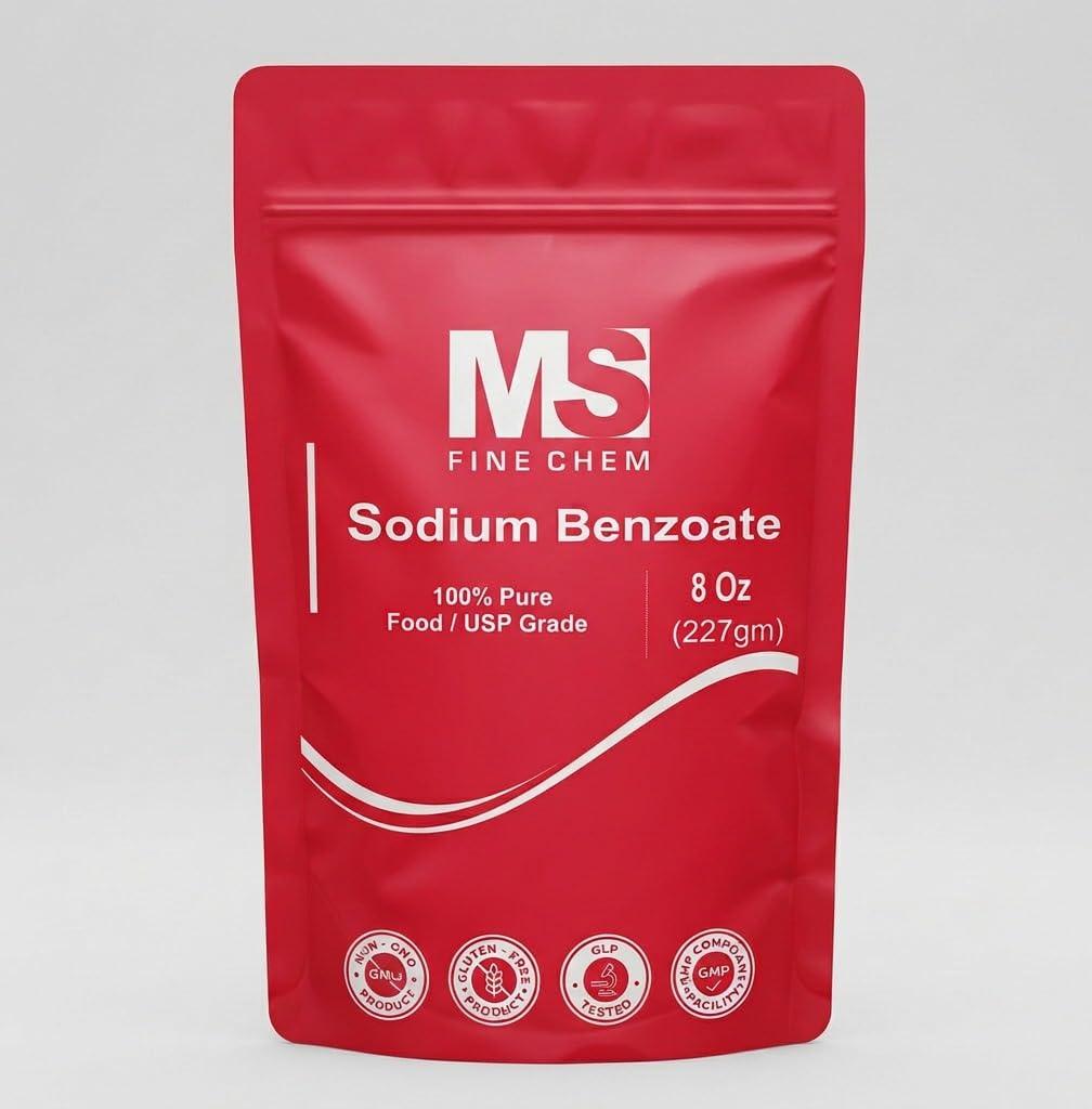 MS Finechem Sodium Benzoate 100% Purity Food Grade Preservative Additive - 0.5 LB