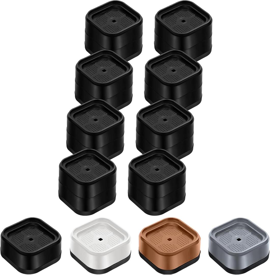 Furniture Risers Adjustable Bed Risers Heavy Duty Lifts Height 2", Square Stackable Bed Risers 1, 2, 3 or 4 Inch for Desk Leg Table Couch Sofa Chair Bed Frame Legs Dorm, 1+1 Inch, Black, 8 Pack