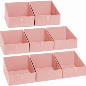 DIMJ Closet Storage Bins 8 Pack - Fabric Trapezoid Closet Organizer Bin, Foldable Storage Baskets for Shelves, Closet Shelf Organizer, Clothing Storage Box for Toys, Books, Towel, Clothes, Pink