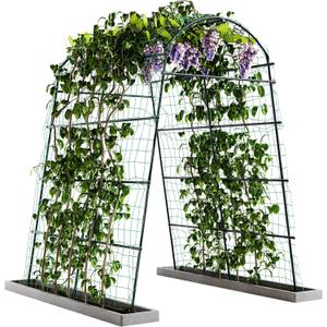 Idzo Garden Arch, 88in Tall Stainless Steel Tunnel Vegetable Trellis w PE Coating Protect Against Rust, Space-Saving & Durable for Climbing Plants Outdoor, Minimal Maintenance