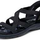 Skechers womens Reggae Slim - Stretch Flex Hands Free Slip-ins (7, Black/Black)