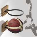 AIDILI Wall Mount Basketball Holder, Ball Storage Holders Display Rack for Autograph Basketball, Football, Soccer, Volleyball Collection, Sports Accessories Organizer for Player Fans (Carbon Brown-2 Packs)