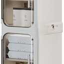 4-Tier Tall Narrow Storage Cabinet with Transparent Doors and Shelves,Plastic Slim Bathroom Organizer, Foldable Storage Cabinet for Small Space, Bathroom, Kitchen