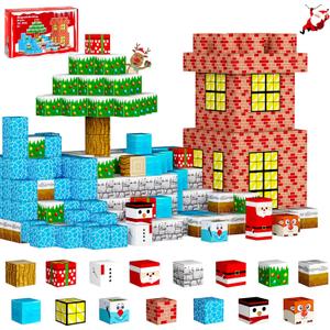 Magnetic Blocks Building Toys for Kids: Build Mine Christmas Magnet World for Boys Girls Ages 3 4 5 6 7 8 9 10 - Sensory Educational Magnet Building Toy Set for Kids