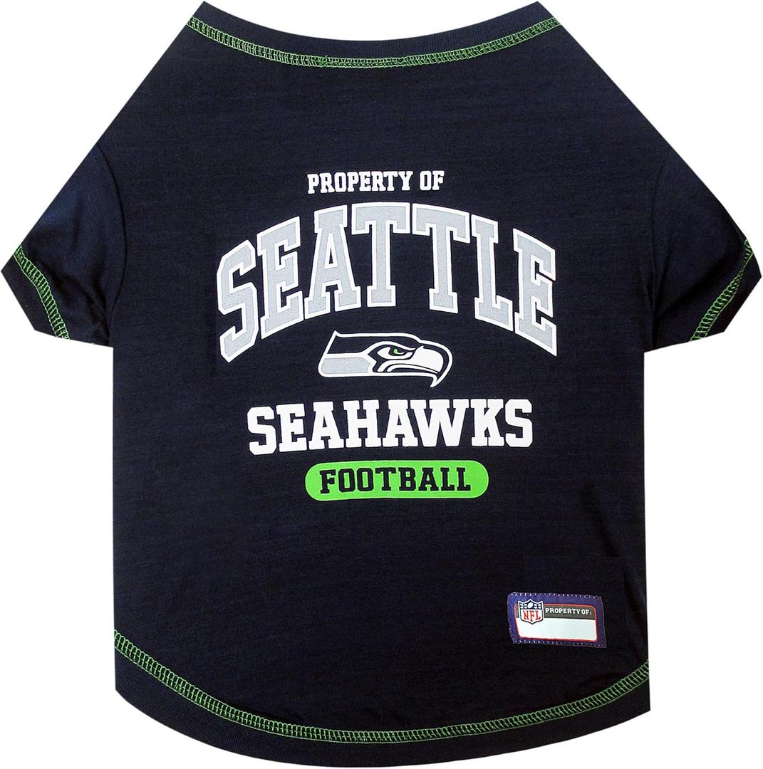 NFL Seattle Seahawks Dog T-shirt X-Large. - Licensed Shirt for Pets Team Colored with Team Logos- Premium Stretchable Materials for the comfort of your Dog & Cat