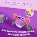 Purple Crawling Crab Baby Toy Violet Tummy Time Interactive Moving Crab Toy with Music & Lights, Cute Running Escape Catch Me Toy for 06 Month Infants, 612 Month Crawlers & Early Walkers