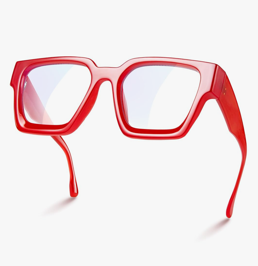 livho Oversized 99% Blue Light Glasses for Woman - Rectangle Fashion Glasses for Computer, Chic Preppy Frame - Anti Eyestrain