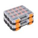 Tool Box with Transparent Lid, Double Side 34-Compartments Organizer Box with Removable Dividers for Hardware, Screws, Bolts, Nails, Beads, Jewelry and Fishing Accessories, Orange, 2 Pack