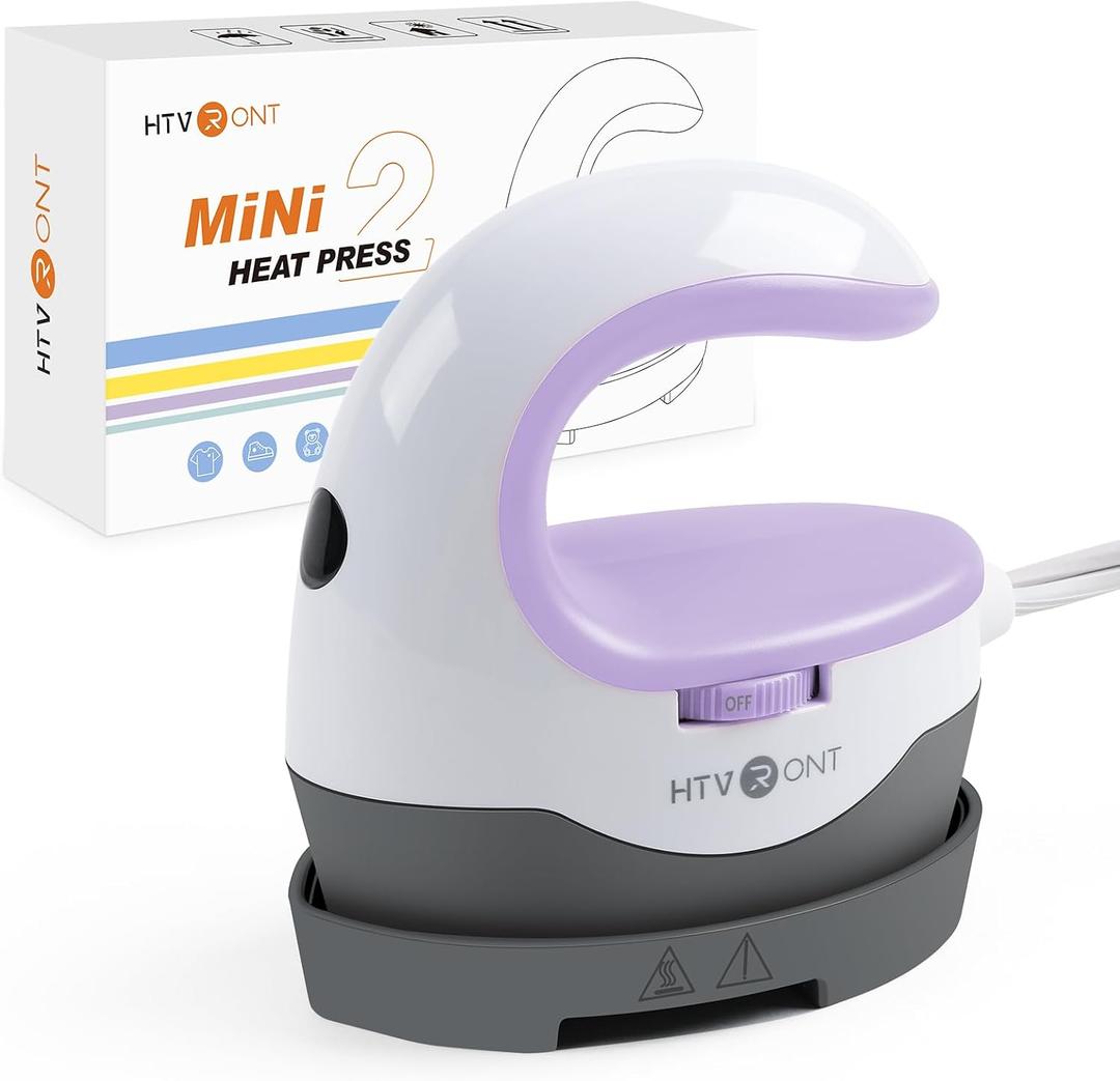 HTVRONT Heat Press Mini Heat Press Machine, Small Heat Press Portable Iron Press Machine for T Shirts, Hats, Heating Transfer Projects (Lavender Purple) (EXP 12/01/26)